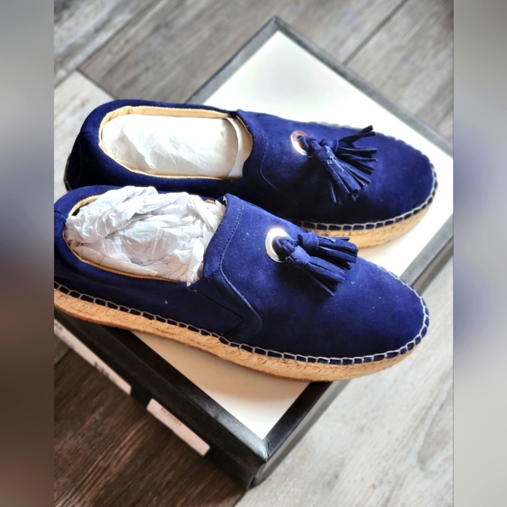 J/SLIDES NYC NAVY SUEDE ROSA SLIDES